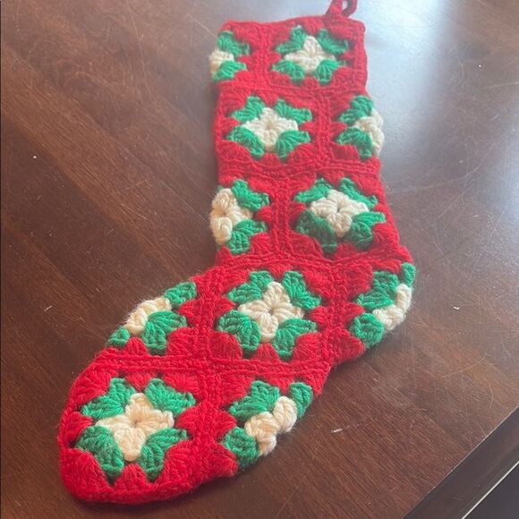 Vintage Handmade Granny Square Christmas Stocking - Picture 1 of 5